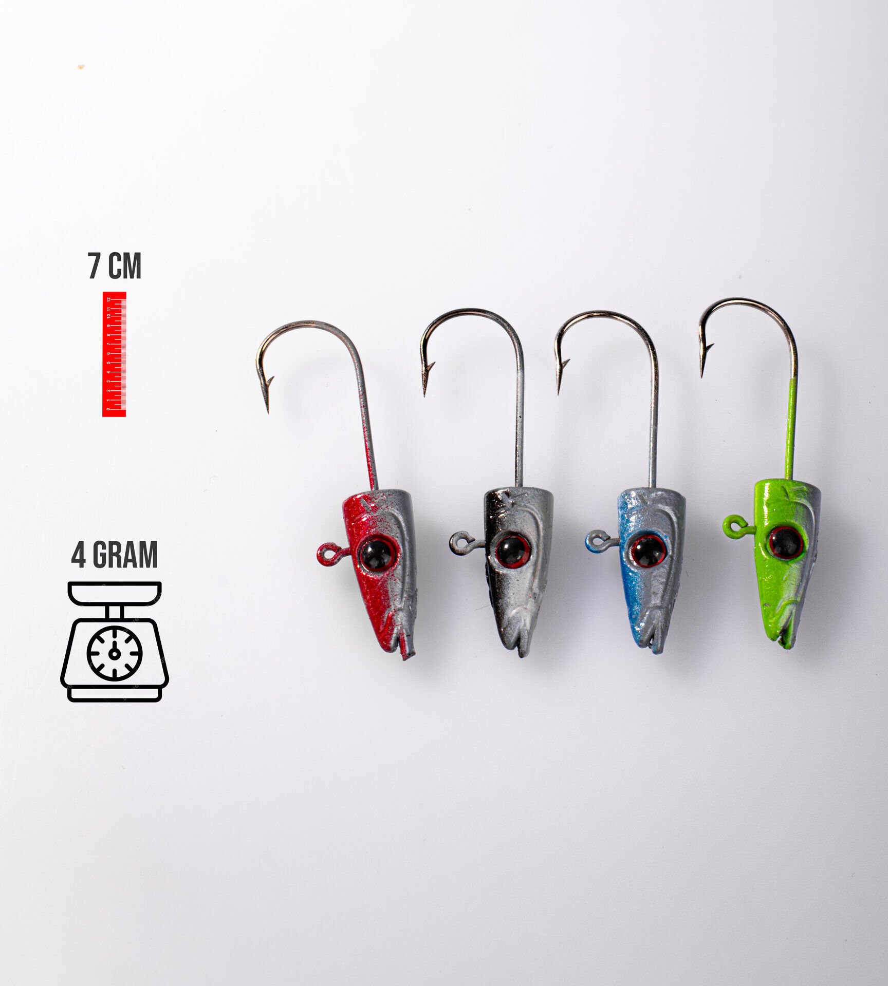 JIGHEAD BALIK KAFA 4G 7 CM UYUMLU MIX RENK 50P