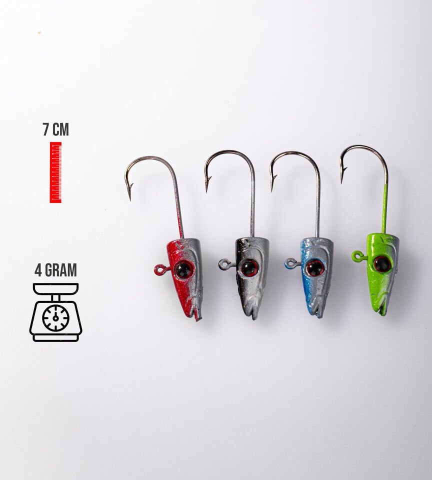 JIGHEAD BALIK KAFA 4G 7 CM UYUMLU MIX RENK 50P