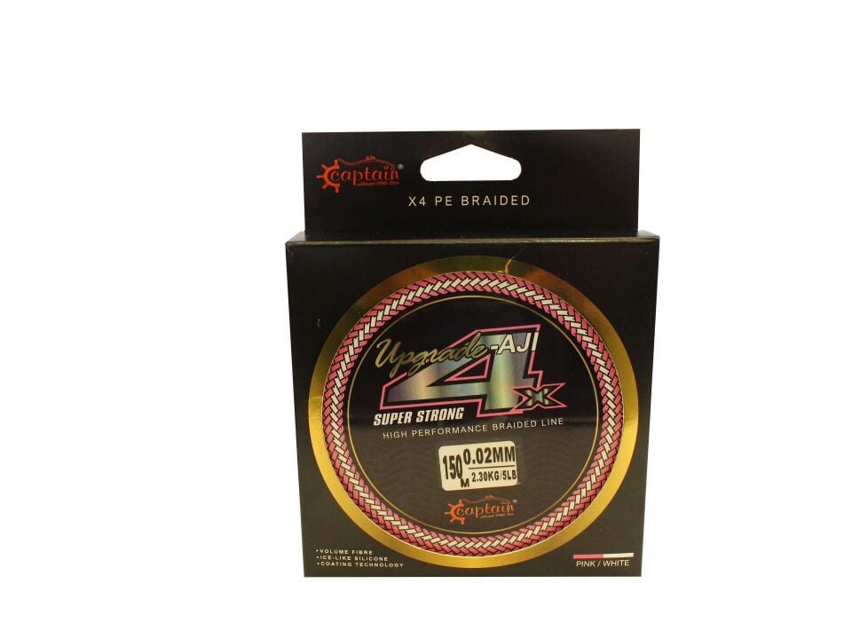 Captain Upgrade Aji PE 4X Slicone Coating İp Misina 150mt Pink White