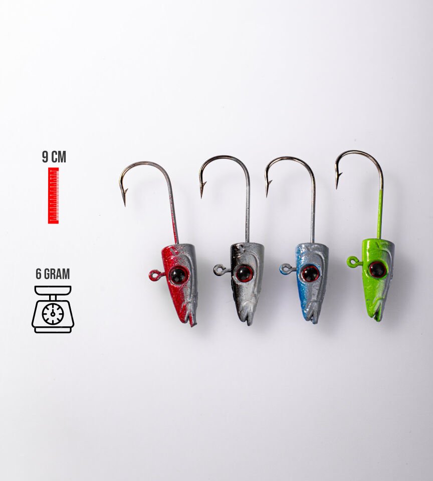 JIGHEAD BALIK KAFA 6G 9 CM UYUMLU MIX RENK 50P
