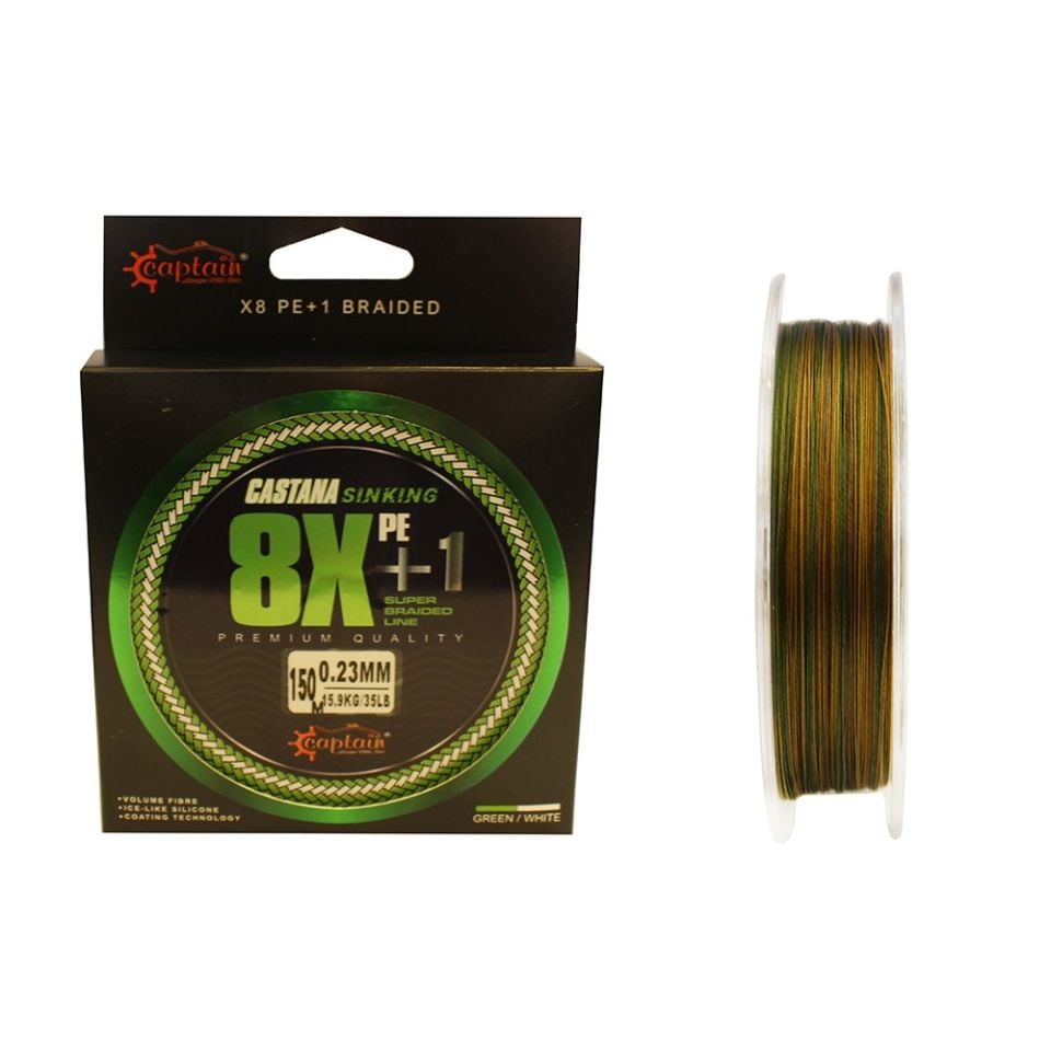 Captain Castana Sinking 8X+1 Silicone Coating İp Misina 150mt Camoo