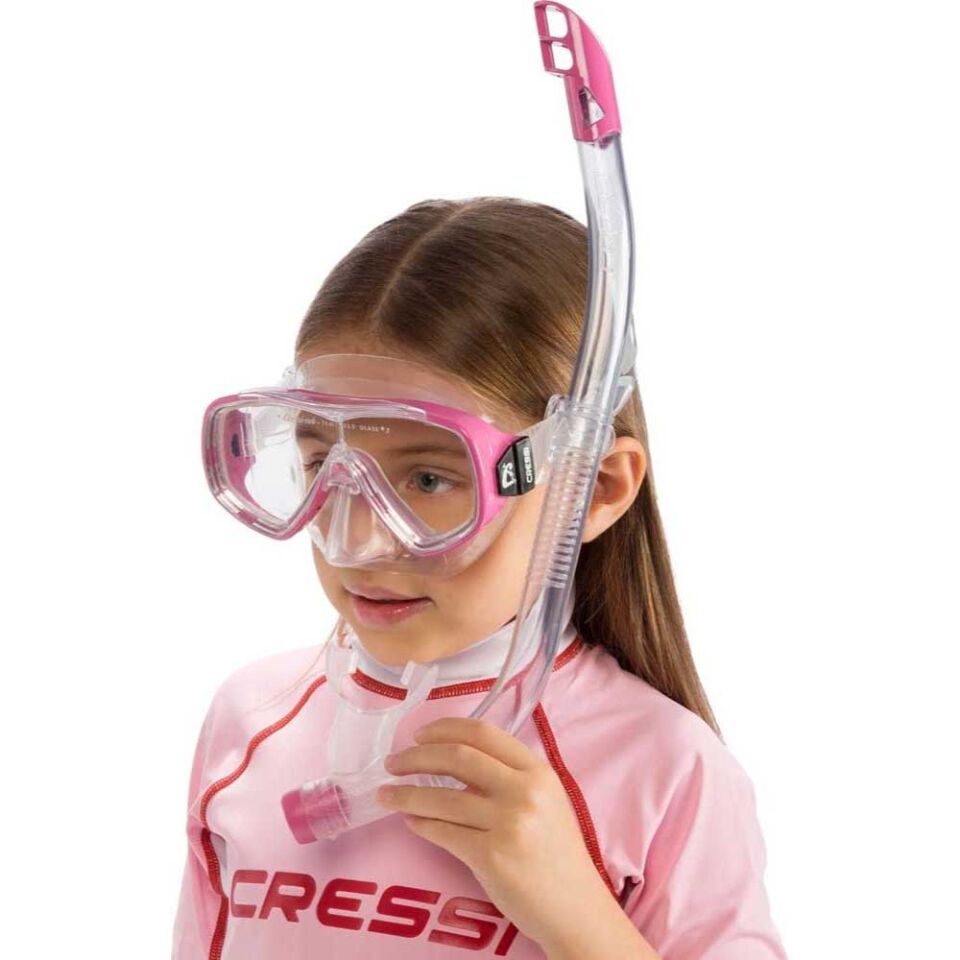 Cressi Junior Ondina Maske Top Şnorkel Seti CLEAR-PINK