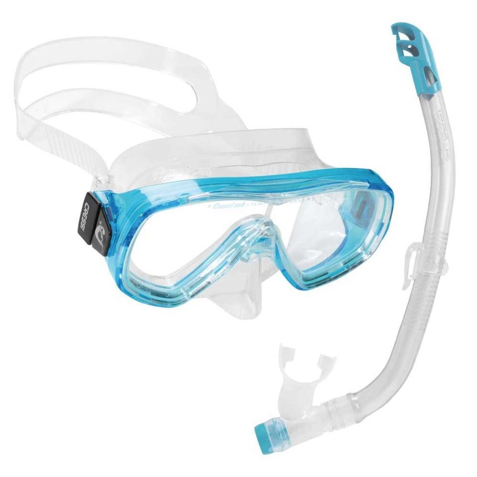 Cressi Junior Ondina Maske Top Şnorkel Seti CLEAR-AQUAMARINE