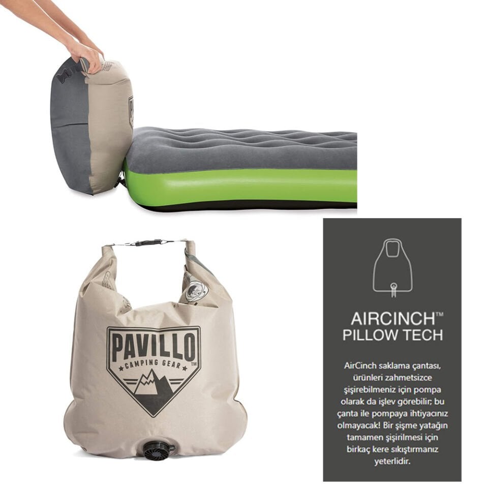 Pavillo 67619 Roll & Relax Twin 188*99*22cm Şişme Yatak