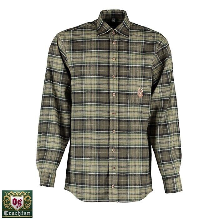 T. OS-Trachten Yeşil Erkek Gömleği Uzun Kol 43/44
