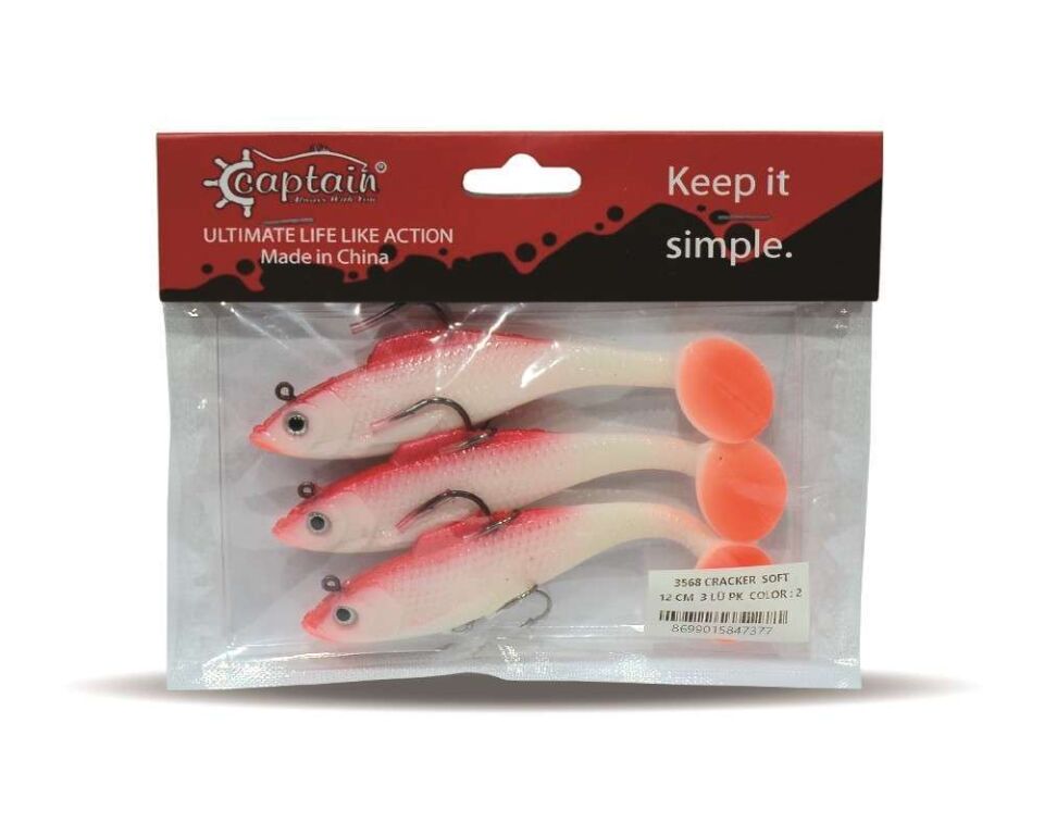 Captain 3568 Cracker Soft 12cm Levrek Turna Silikonu 3lü Set Suni Balık