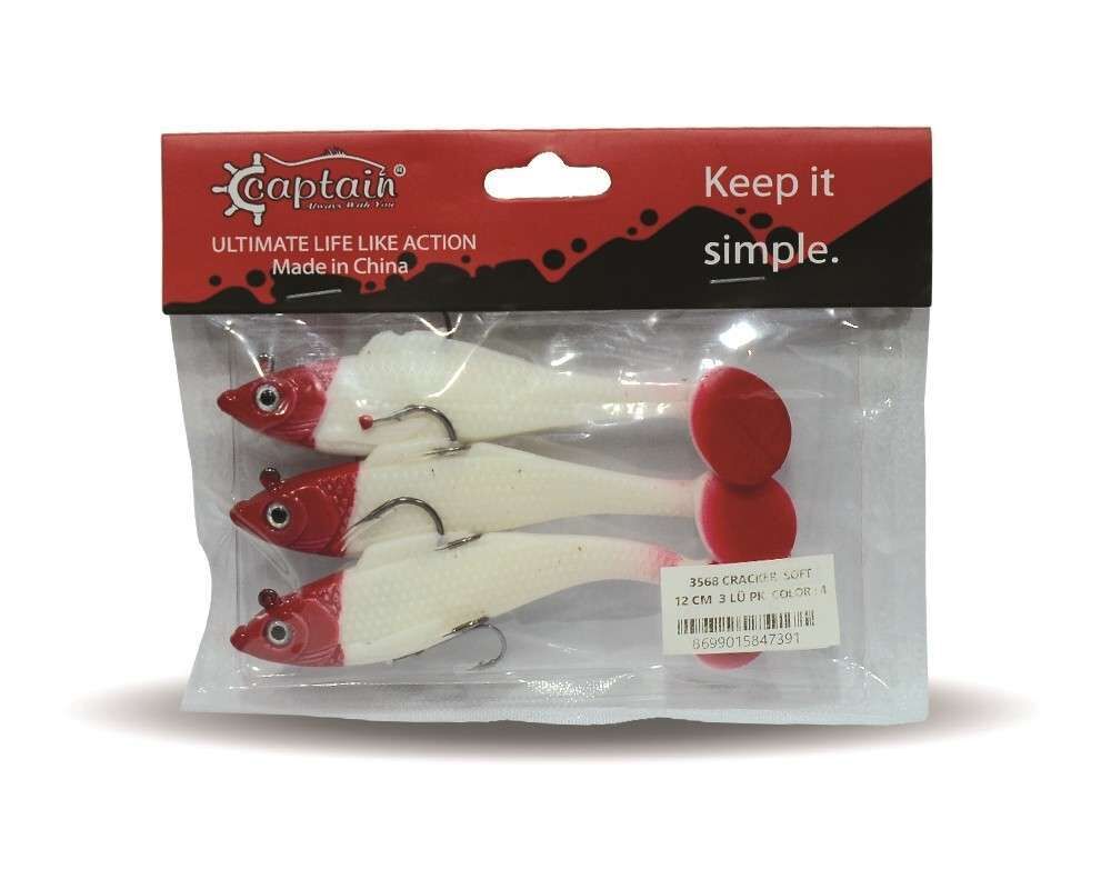 Captain 3568 Cracker Soft 12cm Levrek Turna Silikonu 3lü Set Suni Balık 4