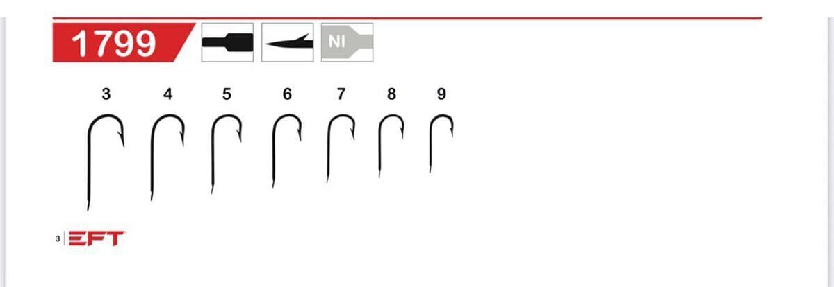 EFT Hook 1799 Siyah Düz İğne 100 Adet