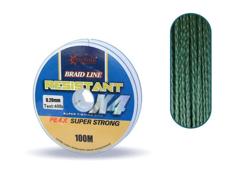 Captain Resistant PE 4 Kat İp Misina 100mt Yeşil Standart - 0.25 MM