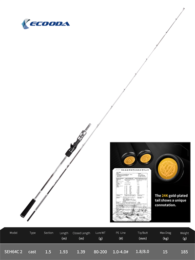 Ecooda GT-Fisher Steel Cable 193cm 80-200 Slow Jigging Kamisi