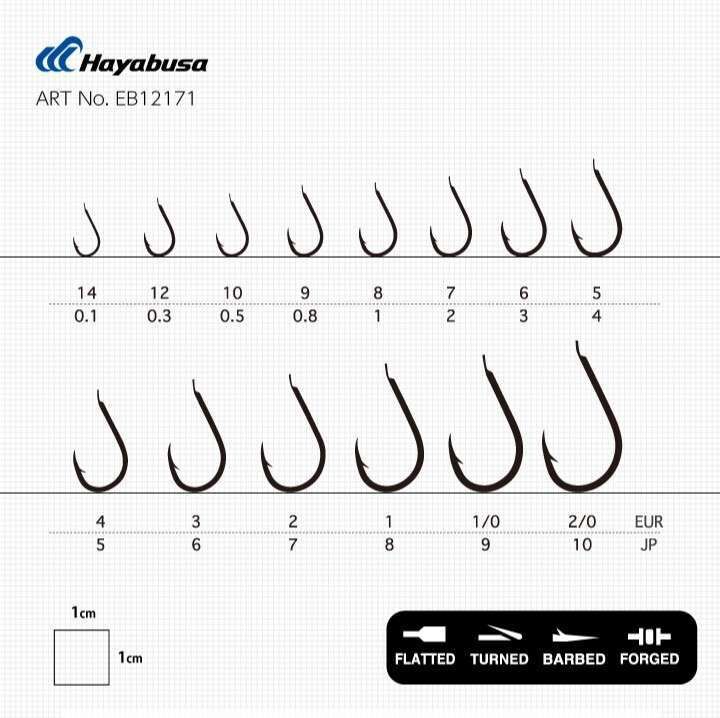 Hayabusa HCHN 121 Kısa Pala Dövme Olta İğnesi 15li Paket Black Nikel